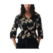 Blomstrete Peplum Bluse