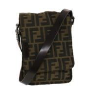 Pre-owned Brunt lerret Fendi Crossbody veske