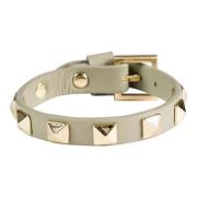 Leather Stud Bracelet Faded Army