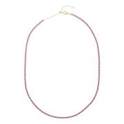 Rosa Tennis Chain Halskjede med Cubic Zirconia