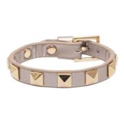 Leather Stud Bracelet Champagne Metallic