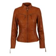 Cognac Butterfly Biker Skinnjakke