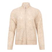 Feminin Zip Cardigan - Oatmeal Melange