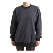 Mørk Grå Bomull Crew Neck Sweater