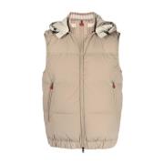 Beige Polstret Gilet Jakke