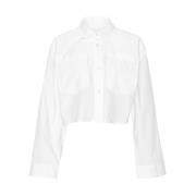 Cropped Poplin Skjorte - Hvit