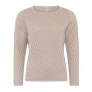 Spesiell Rutete Pullover Bluse i Bark Beige