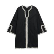 Monokrom Kaftan-inspirert Bomullskjole