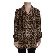 Leopardmønstret Langarmet Bluse