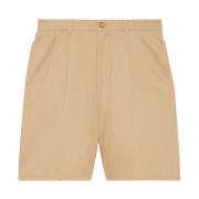 Logo-broderte Beige Bermuda Shorts