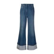 Blå Høytlivs Wide-Leg Jeans