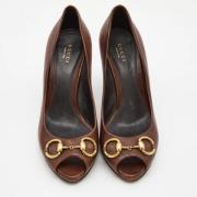 Pre-owned Brune Gucci-haeler i skinn