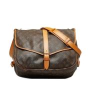 Pre-owned Brunt skinn Louis Vuitton Saumur