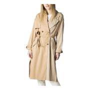 Beige Frakk med Reverskrage - 100% Polyester