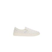 Hvite Intrecciato Skinn Slip-On Sneakers