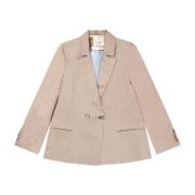 Elegant Stripet Blazer med Knappelukking