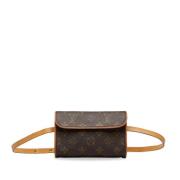 Pre-owned Brunt skinn Louis Vuitton beltevesker