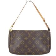 Pre-owned Brunt lerret Louis Vuitton Clutch tilbehor