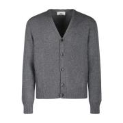 Grå Cashmere Cardigan med Brodert Hjerte Logo