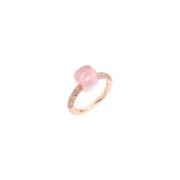 Petit Nudo Ring - Roségull, Brun Diamant, Rosekvarts, Hvitt Gull