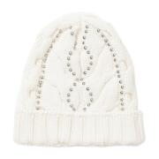 Hvit Ull Beanie med Studs