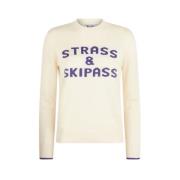 Rund hals genser med Strass Skipass print