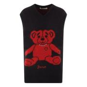 Sort Mohair Bear Intarsia Genser