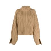 Cashmere Ribbestrikket Rullehalsgenser