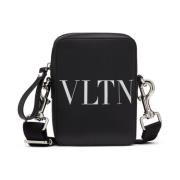 Liten Vltn Svart Skinn Messenger Bag