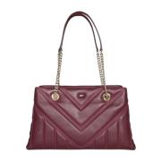 Quiltet Bordeaux Lær Tote Bag