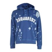 Oversized genser i Clear Blue med Distressed Detaljer