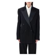 Sort Tuxedo Blazer for Kvinner