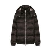 Logo Jacquard Satin Puffer Jakke