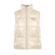 Beige Reversibel Jakke med Logo Patch