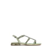 Grønn skinn Saphir sandal med strass perler