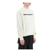 Økologisk Bomull Crewneck Sweatshirt med Logo Print og Broderi