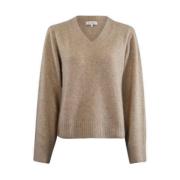 Beige Rioa Sweater med V-hals