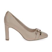 Beige Skinn Pumps