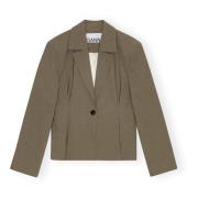 Green Ganni Drapey Melange Fitted Blazer Dresser Blazere