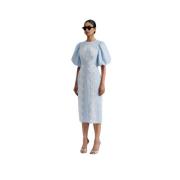 Rudy Embroidered Linen Midi Dress - Light Blue