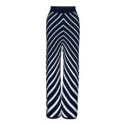 Navy Striper Wide Leg Strikkebukse