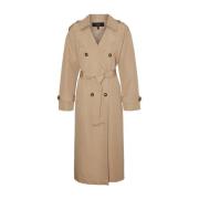 Beige Vero Moda Vmchloe Long Trenchcoat Jakke