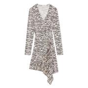 Wrap Kjole med Volanger Zebra Print