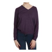 Lilla V-hals Ull Pullover Top