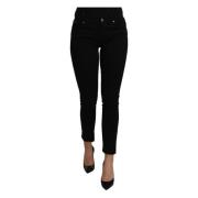 Sort Mid Waist Slim Denim Stretch Jeans