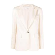 Lys Beige Lin-Bomull Blazer