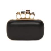 Svart Nappa Skinn Knuckle Clutch Veske