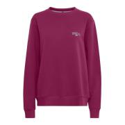 Magenta Sweatshirt med Brodert Detalj