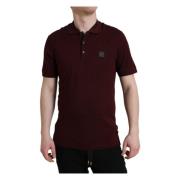 Maroon Bomullsblanding Polo Tee