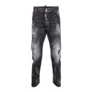 Slim Fit Svarte Jeans for Menn